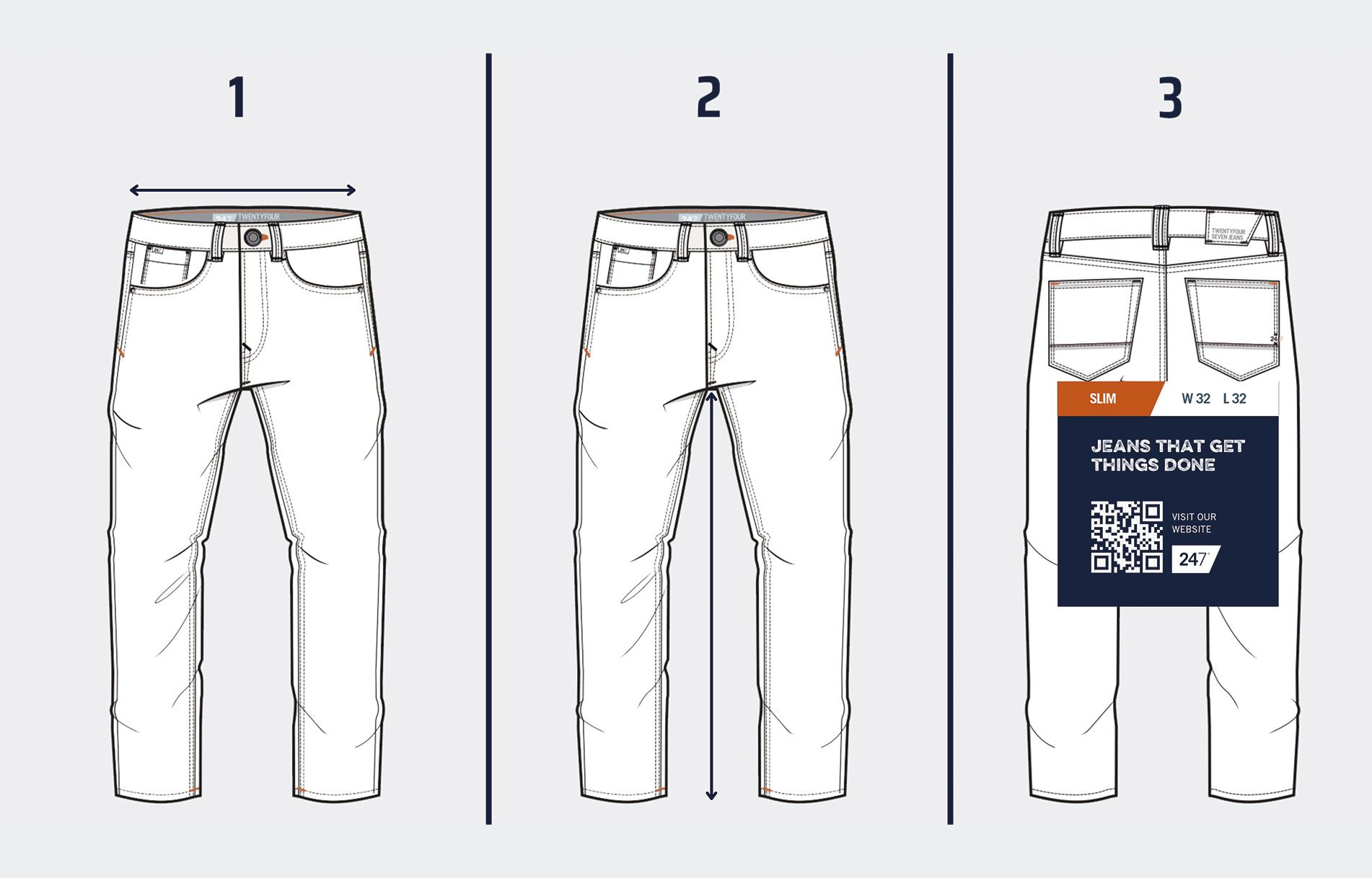 Jeans size chart, how to know your jeans size